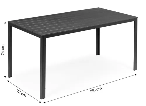 6 személyes kerti asztal 156x78 cm polywood szürke