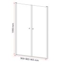 Saloon 90x195 cm kétszárnyú zuhanyajtó