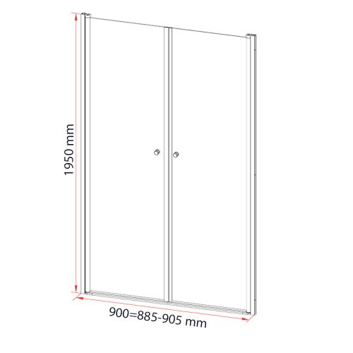 Saloon 90x195 cm kétszárnyú zuhanyajtó