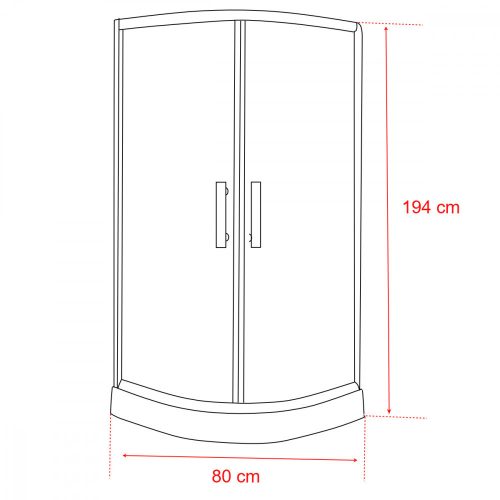 Spirit Clear 80x80 cm íves zuhanykabin zuhanytálcával