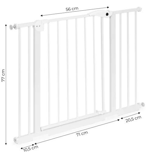 Biztonsági korlát 74-105 cm lépcsőkhöz és ajtókhoz acél fehér
