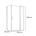 Simple 80x100 cm nyílóajtós aszimmetrikus zuhanykabin zuhanytálca nélkül