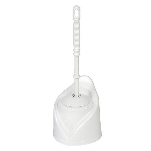 Toilet brush + holder, plastic, white