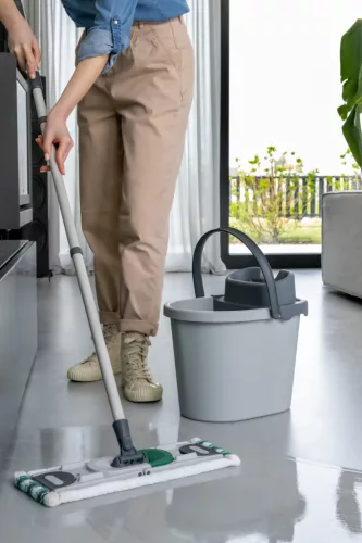 York felmosó szett ovális vödörrel, szintetkus lapos moppal, nyéllel, préssel, szürke
