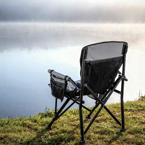 Leziter Premium fűthető karfás horgász szék pohártartóval szürke