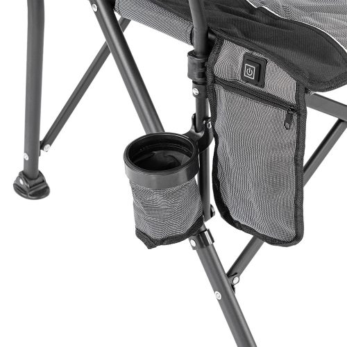 Leziter Premium fűthető karfás horgász szék pohártartóval szürke