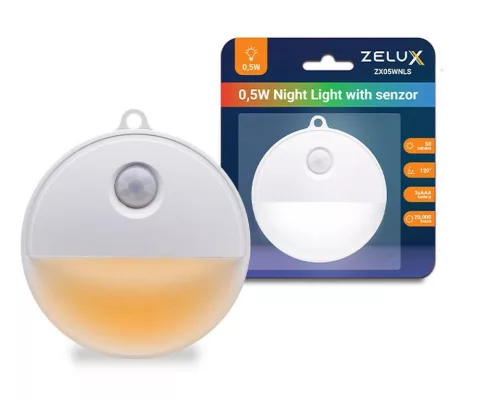 Zelux LED light with motion-sensor night illumination
