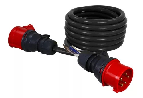 Commel industrial extension cable, CEE socket, H05VV-F 5x1.5, 16 A 400 V ~ 10500 W IP44, 10 m