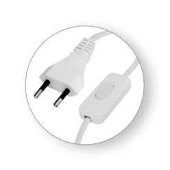   Commel Power cable with switch for lamps 2.5 A 250 V ~, White 2x0.75 / 2 m