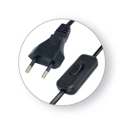   Commel connector cable with switch for lamps 2.5 A 250 V ~ Black 2x0.75 / 2m
