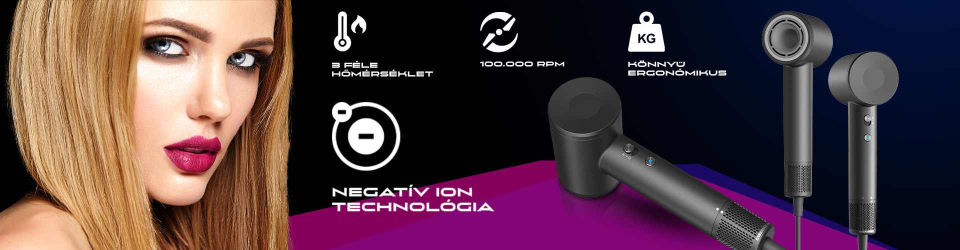 Alpha Negatív ion technológiás hajszárító - az egészséges hajért